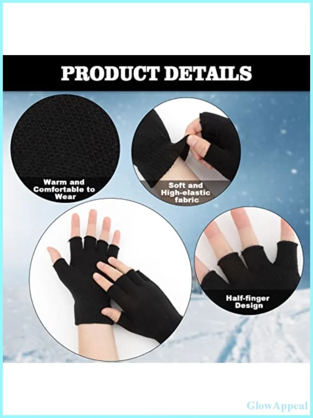 Knitted Fingerless Gloves for Typing Driving Winter Warm Half Finger Gloves